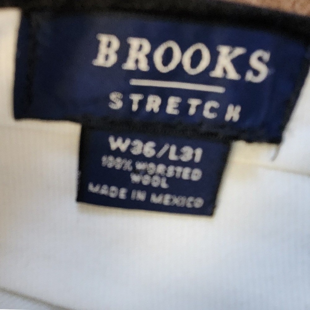 Brooks Brothers Stretch 100% Wool Dress Pants Men's 36x31 Dark Gray Pleated - Picture 15 of 16